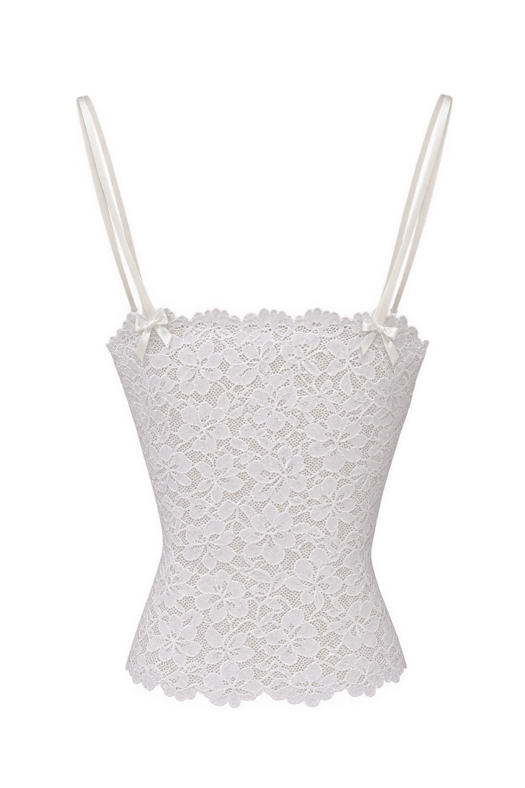 1990s White Lace Tank Top - Back View