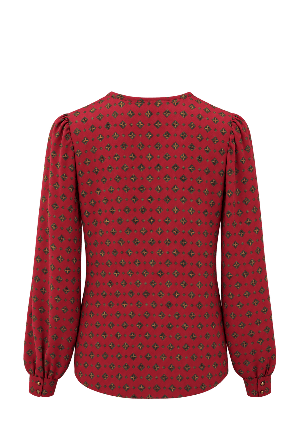 1970s Red Polyester Blouse - Back View