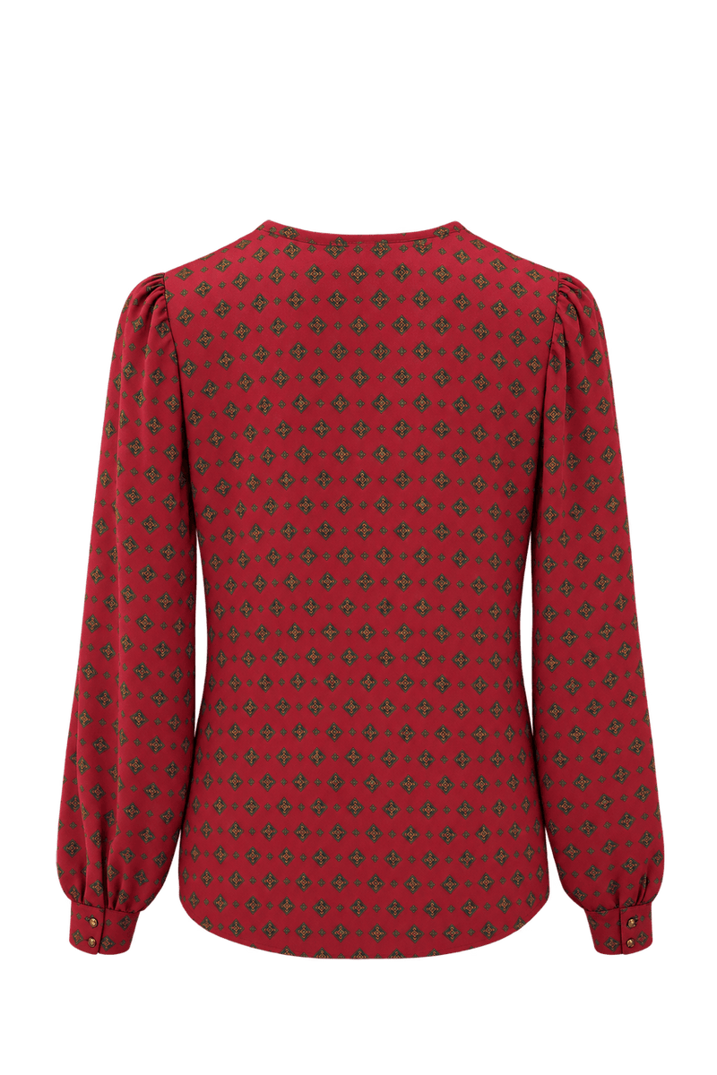 1970s Red Polyester Blouse - Back View