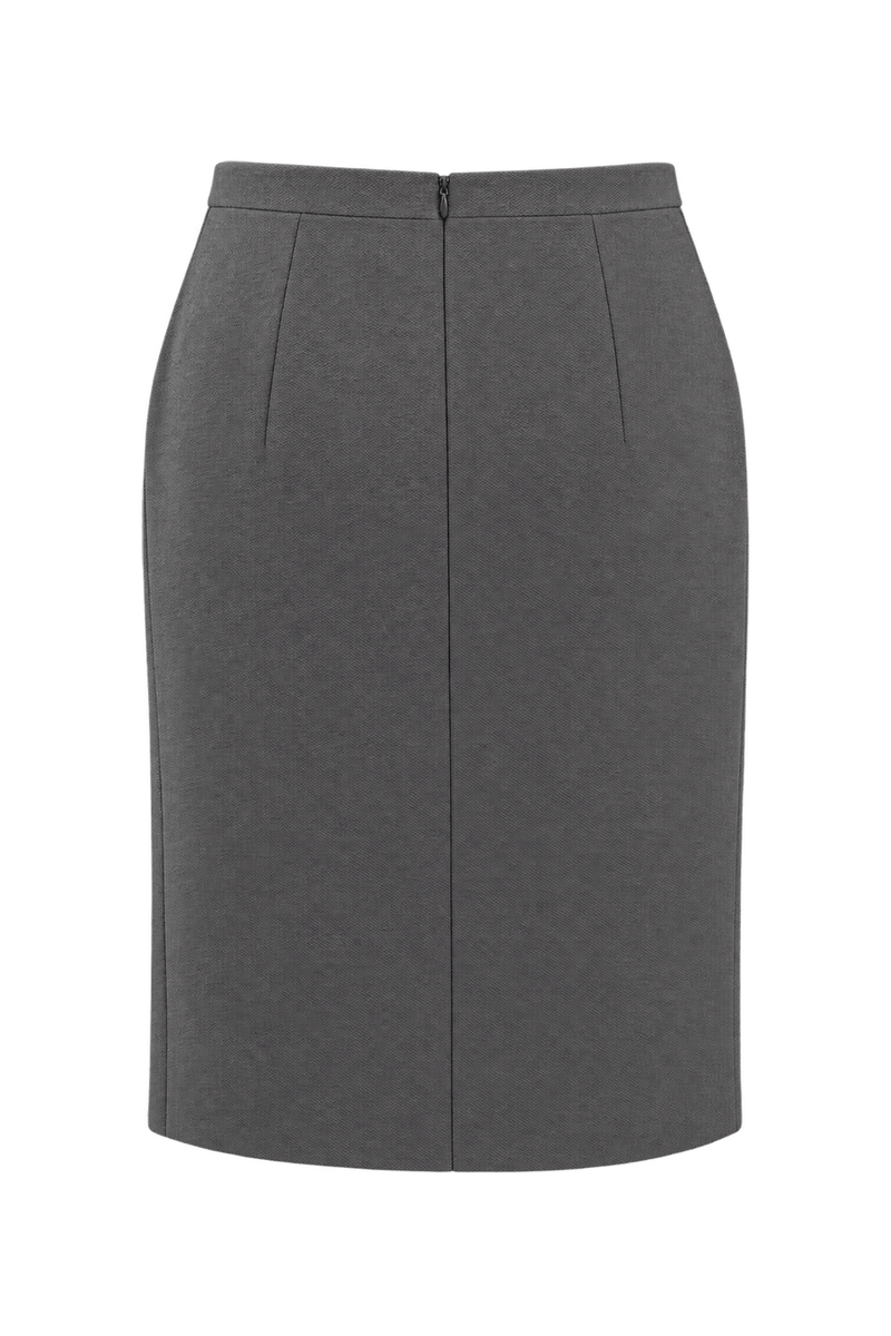 1980s Grey Cotton Blend Skirt - Back View