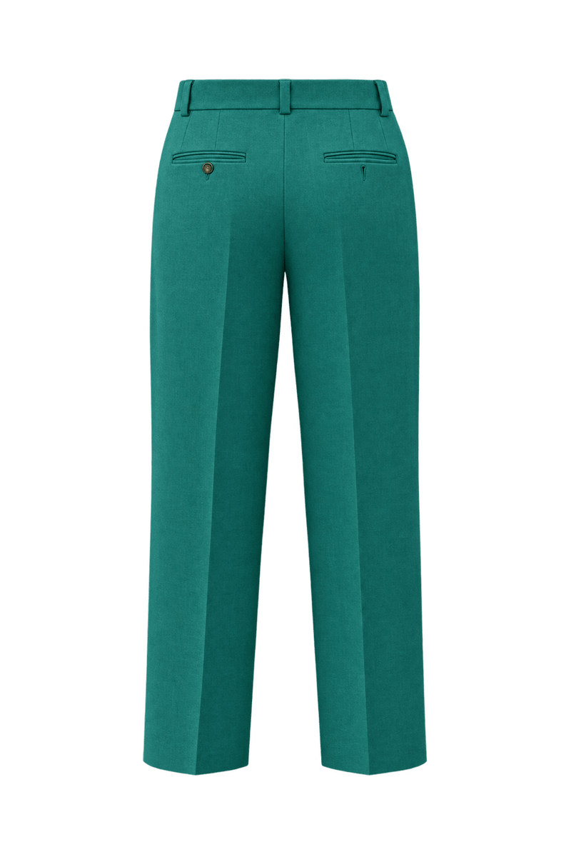 1980s Teal Wool Blend Pants - Back View