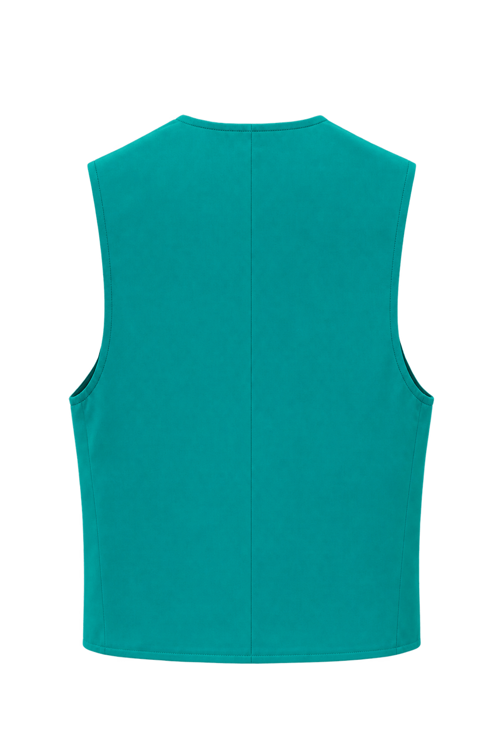 1990s Teal Polyester Blend Vest - Back View