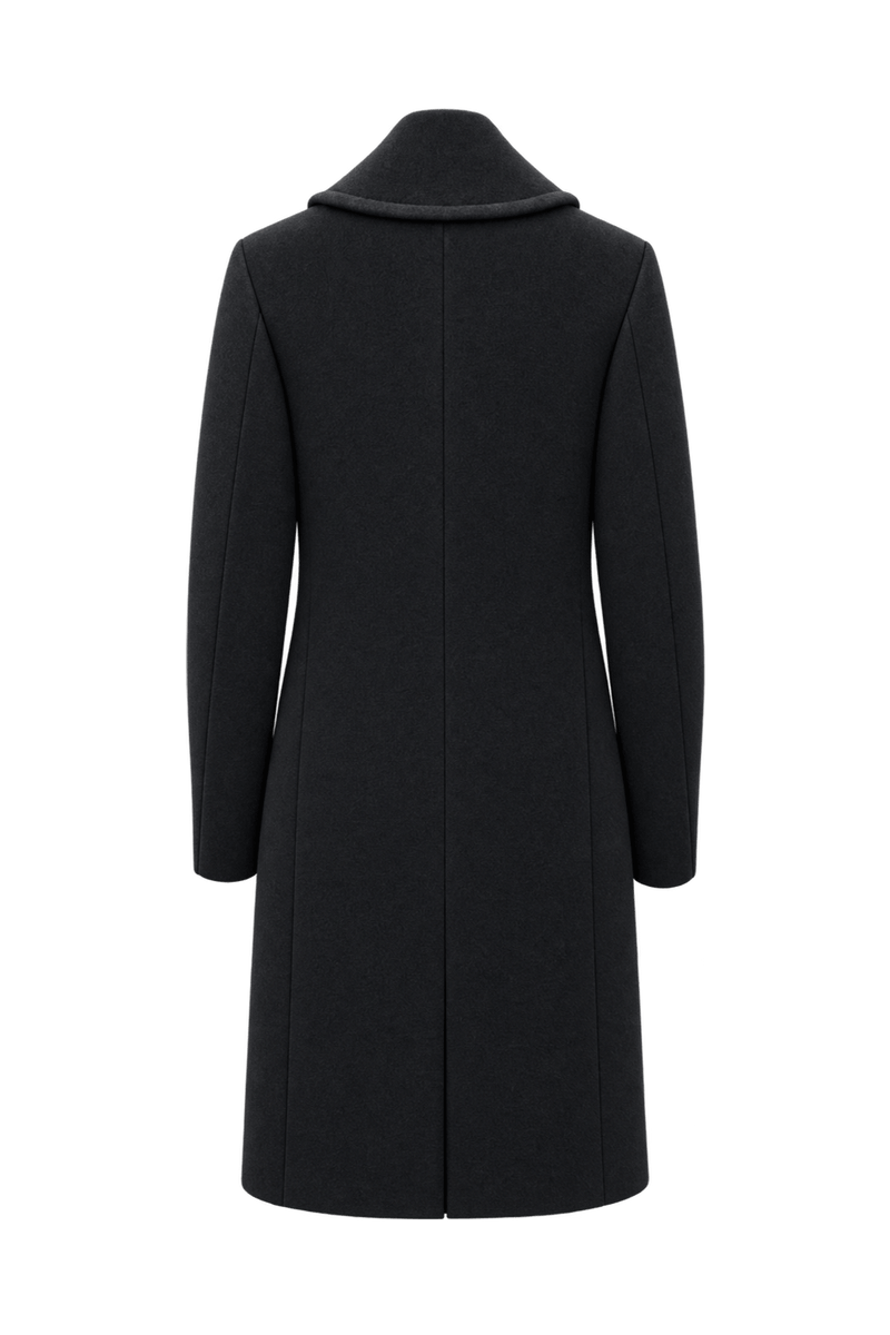 1970s Black Wool Coat - Back View