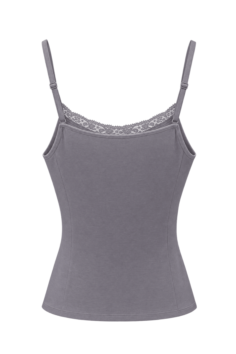 1990s Gray Cotton Blend Tank Top - Back View