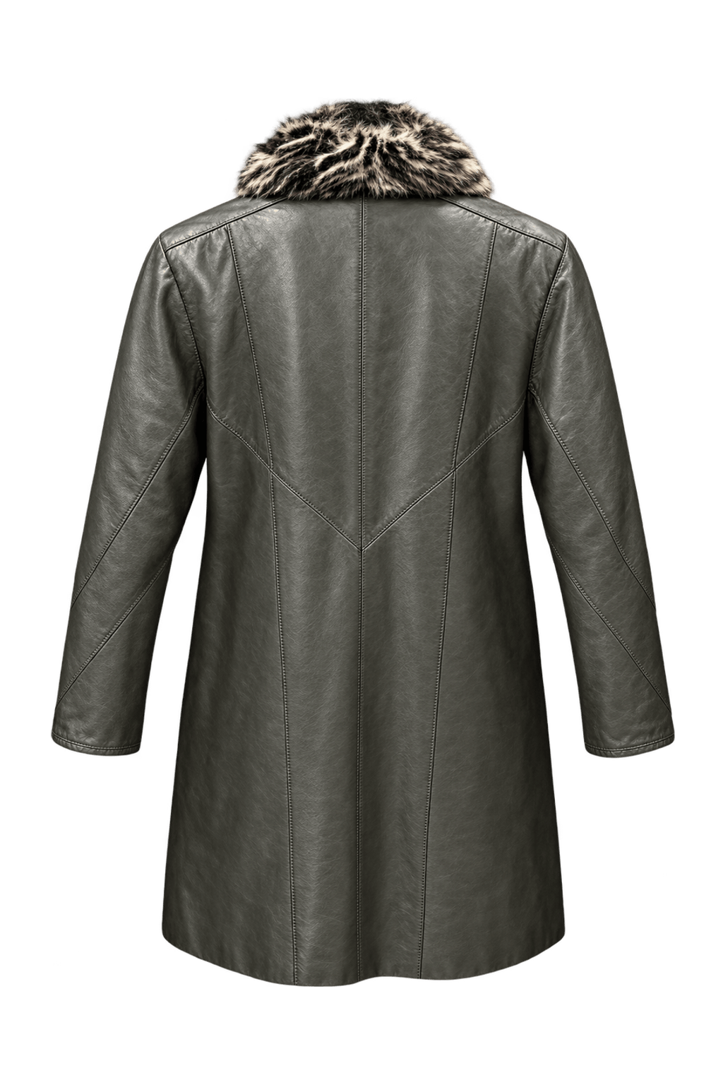 1990s Dark Gray Leather Coat - Back View