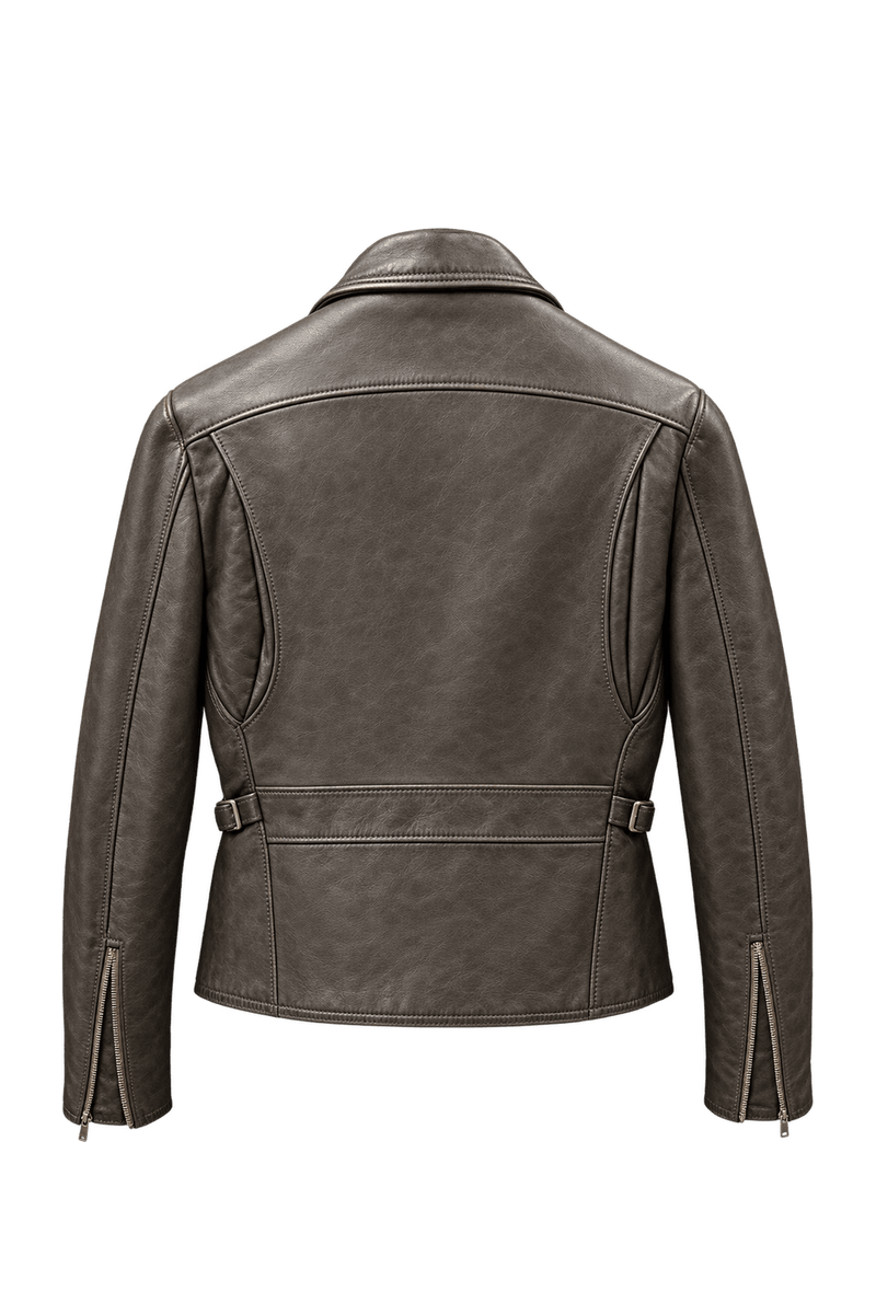 1990s Brown Leather Jacket - Back View