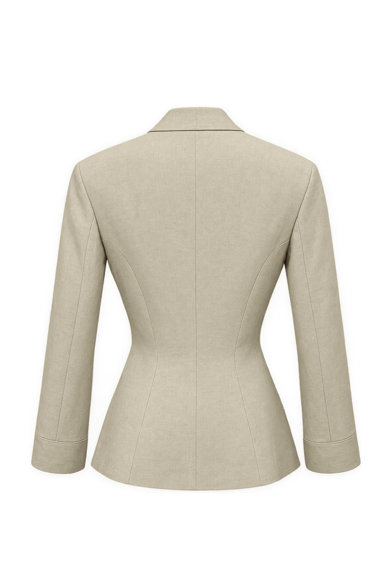 1980s Beige Cotton Blend Blazer - Back View