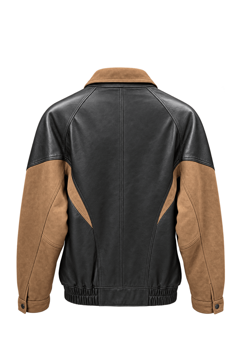 1990s Black Brown Leather Jacket - Back View