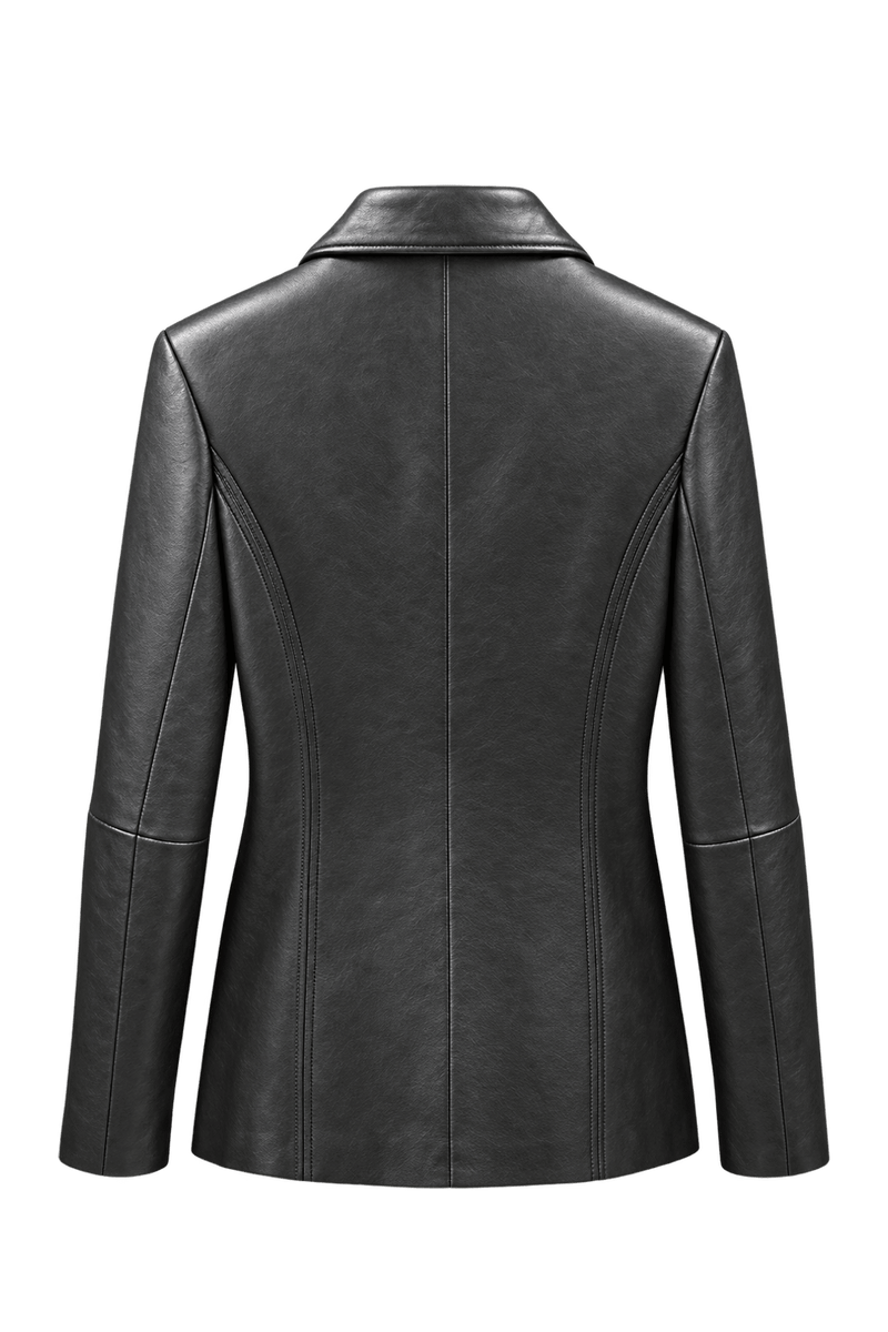 1990s Black Leather Blazer - Back View