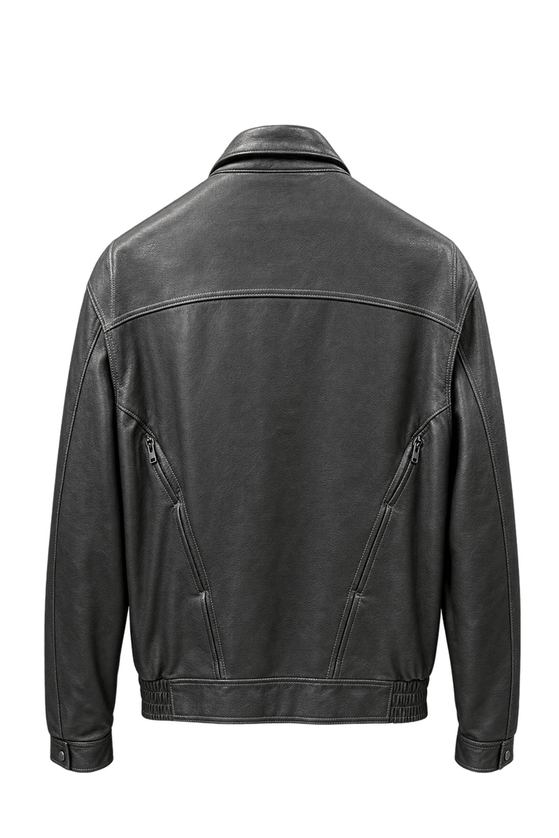 1990s Black Leather Jacket - Back View