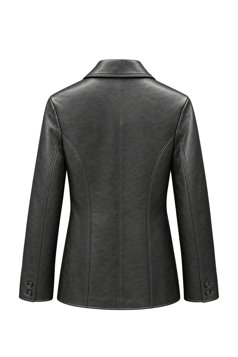 1990s Black Leather Womens Jacket - Back View