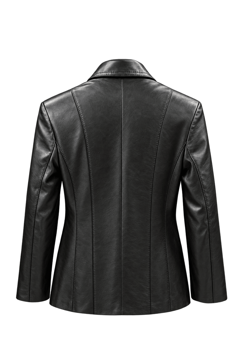1990s Black Leather Jacket - Back View