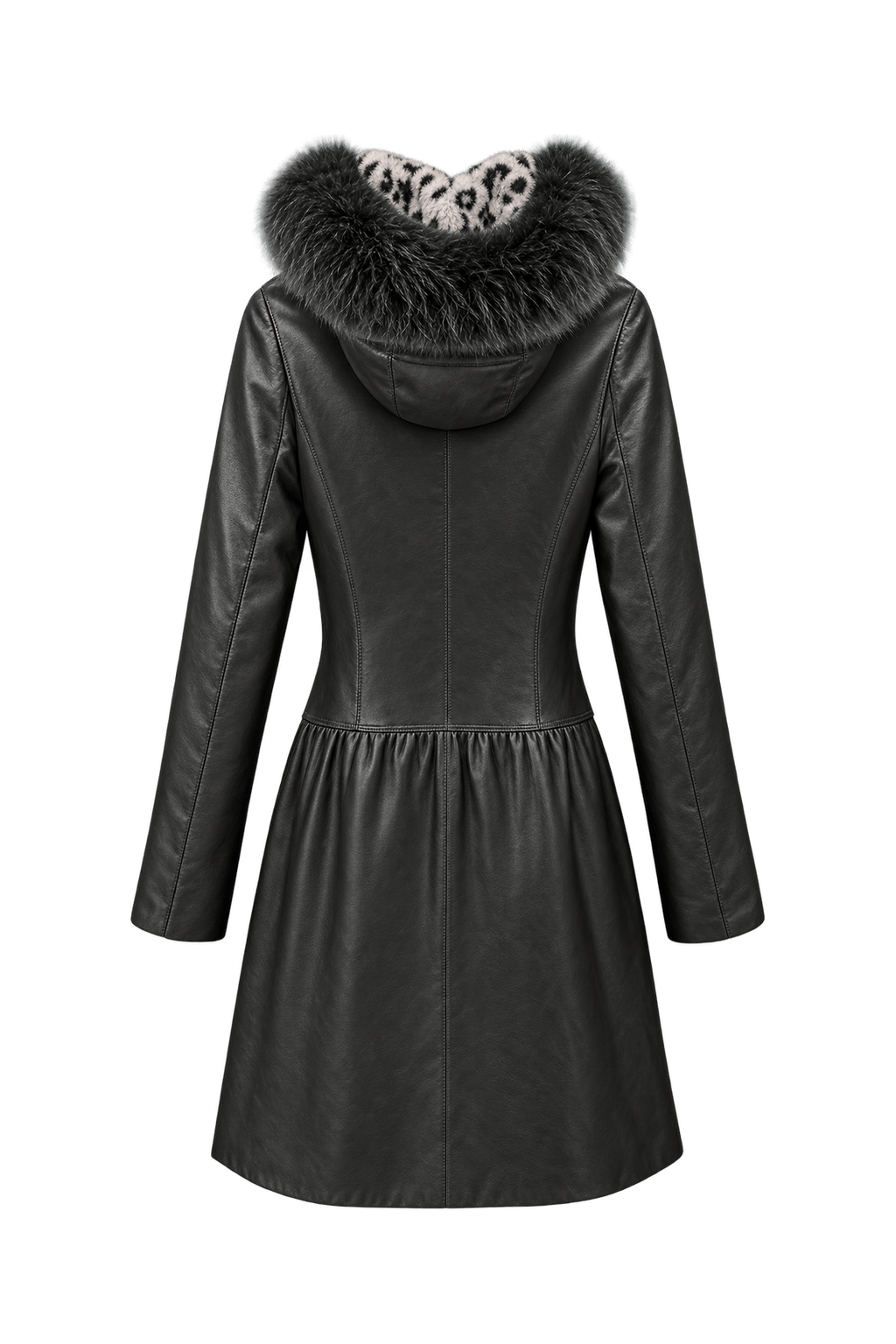 1990s Black Leather Coat - Back View
