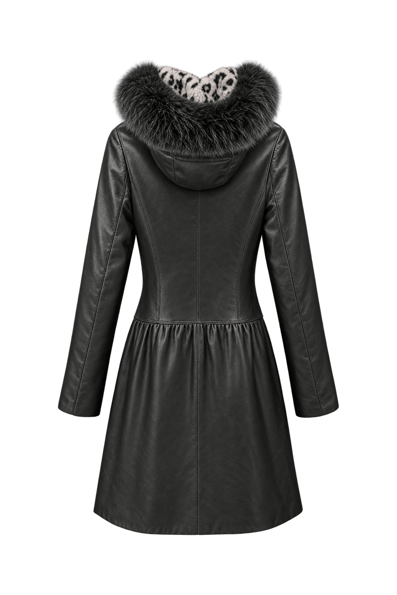 1990s Black Leather Coat - Back View