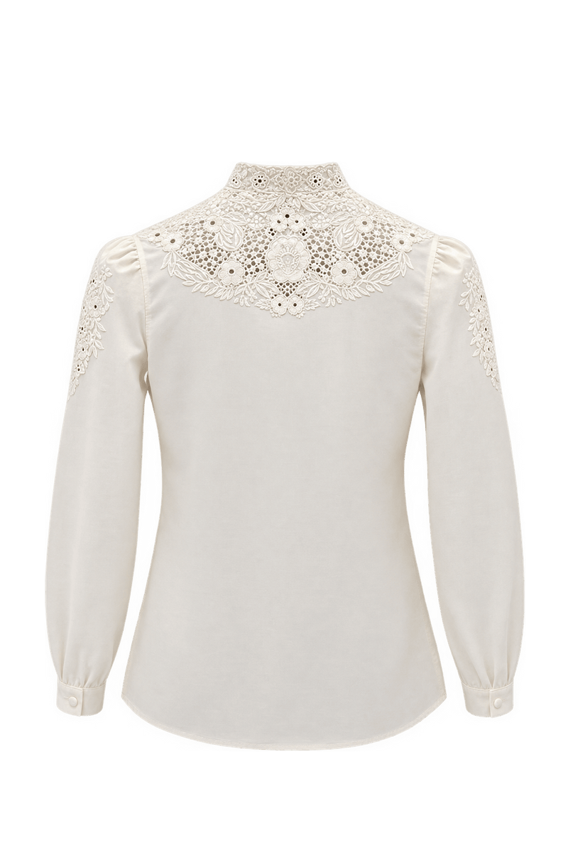 1970s Cream Cotton Blouse - Back View