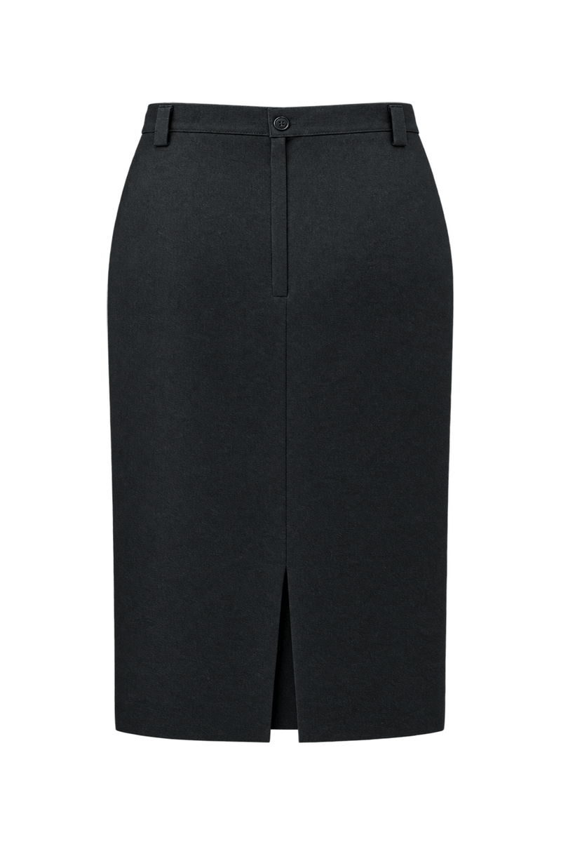 1990s Black Wool Blend Skirt - Back View