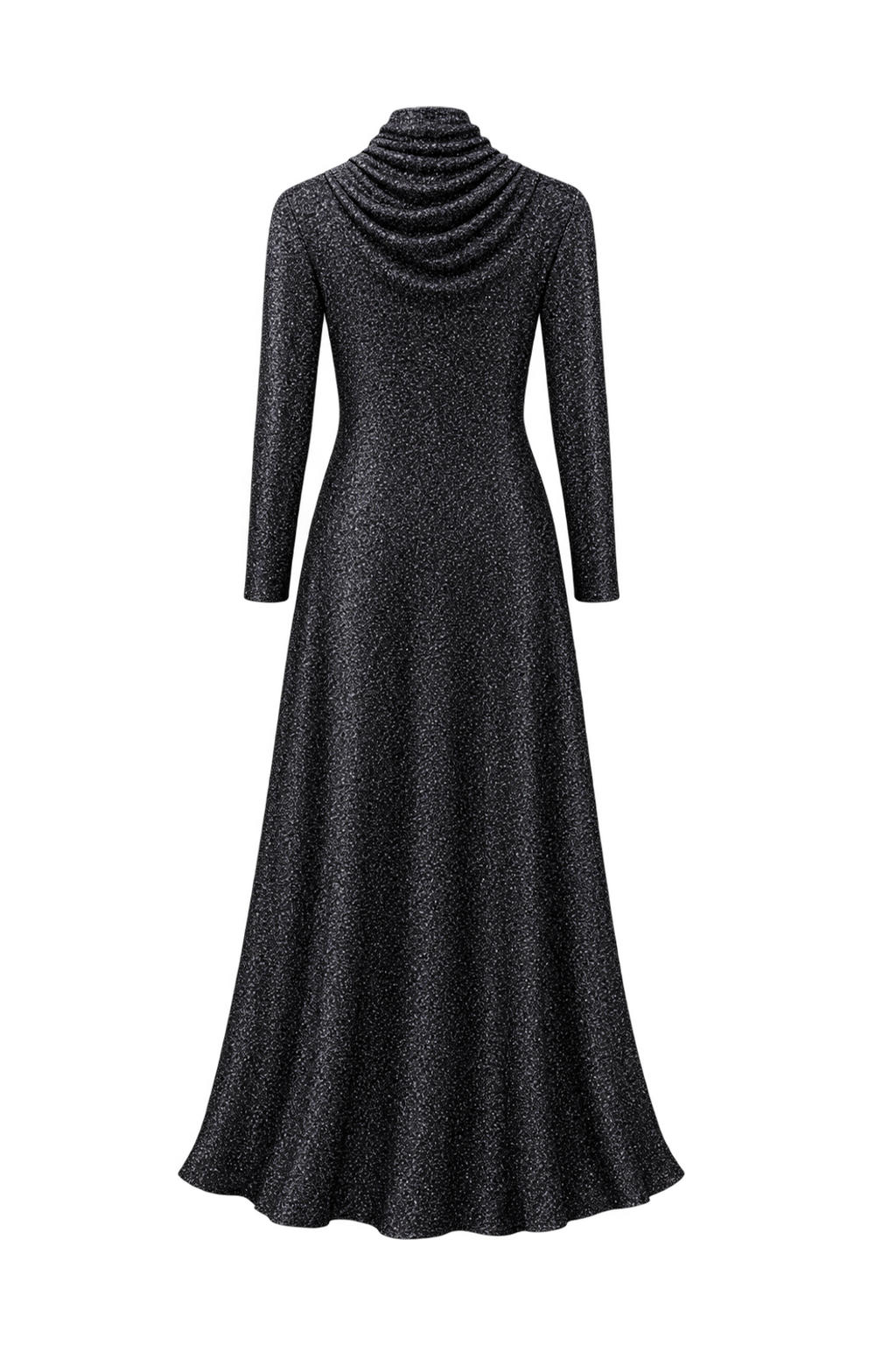 1980s Black Metallic Gown - Back View
