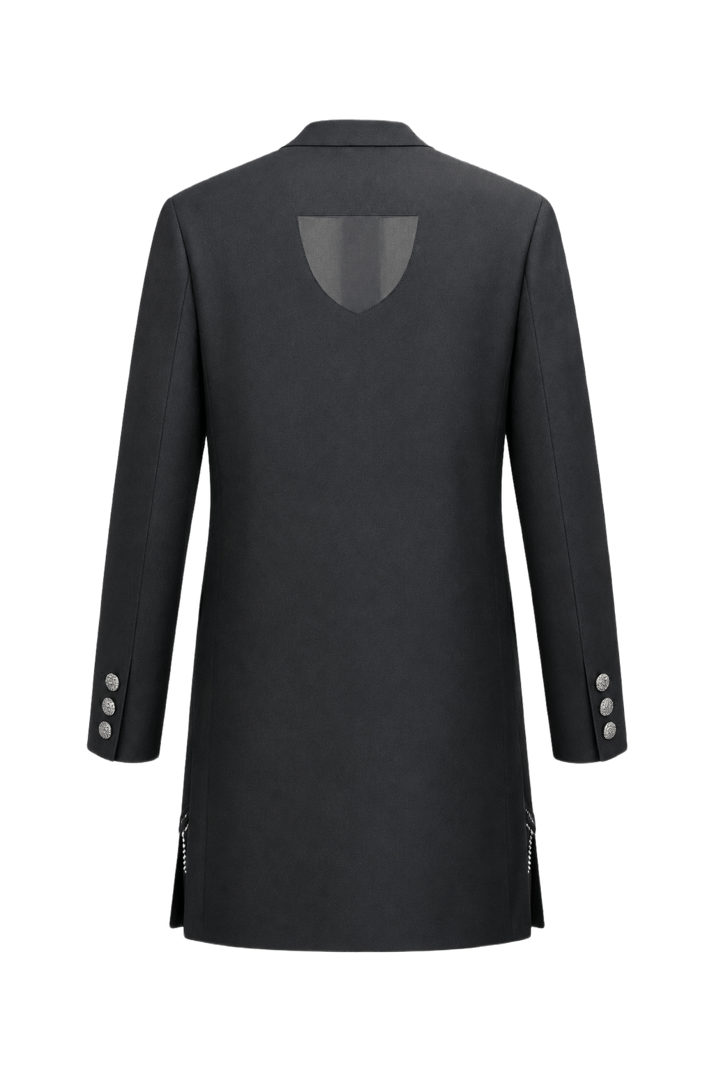 1980s Black Synthetic Blend Coat - Back View
