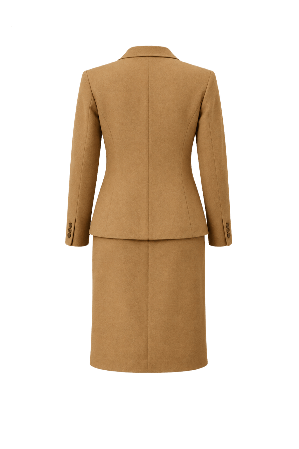 1970s Camel Wool Blend Skirt Suit - Back View