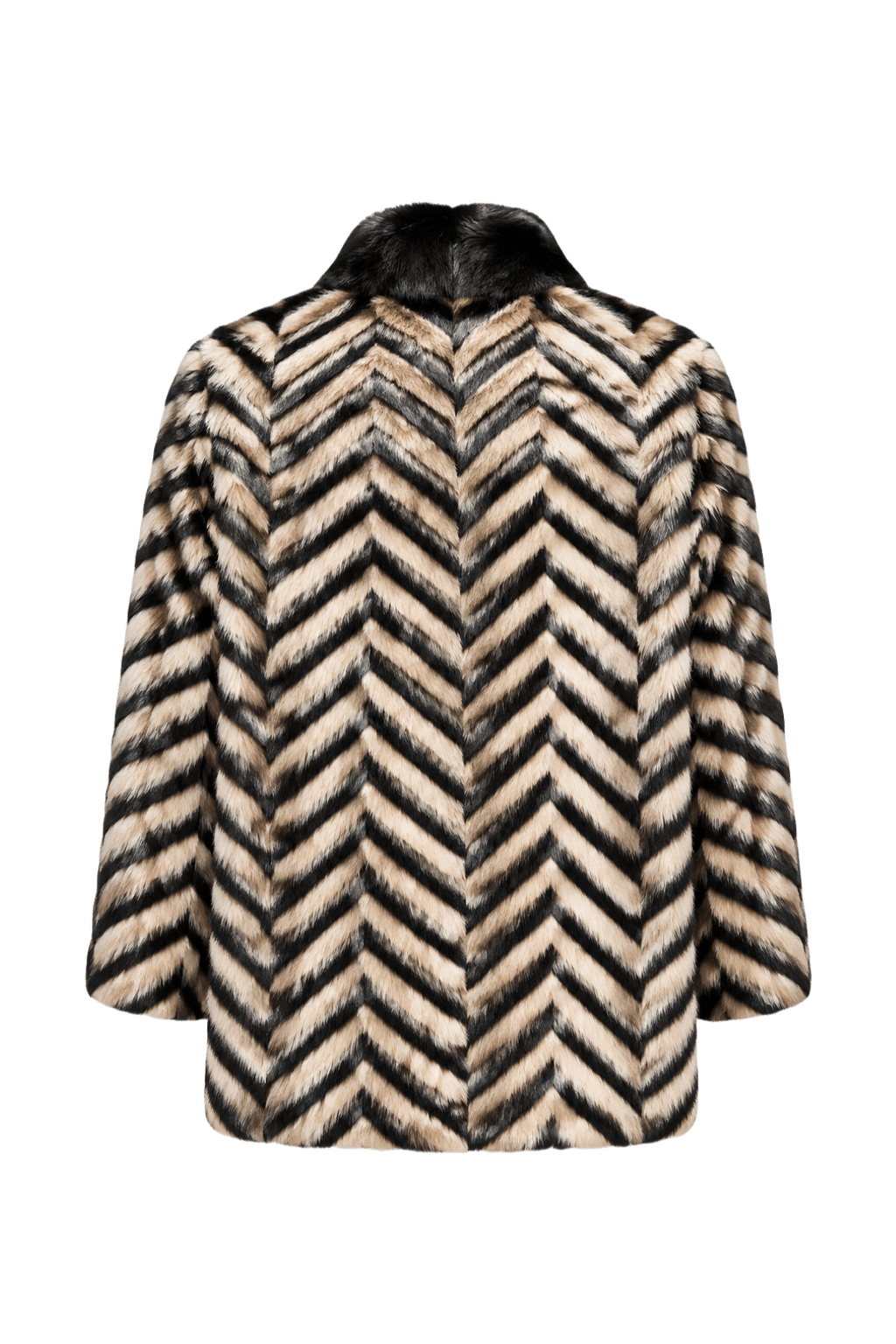 1980s Black Faux Fur Coat - Back View