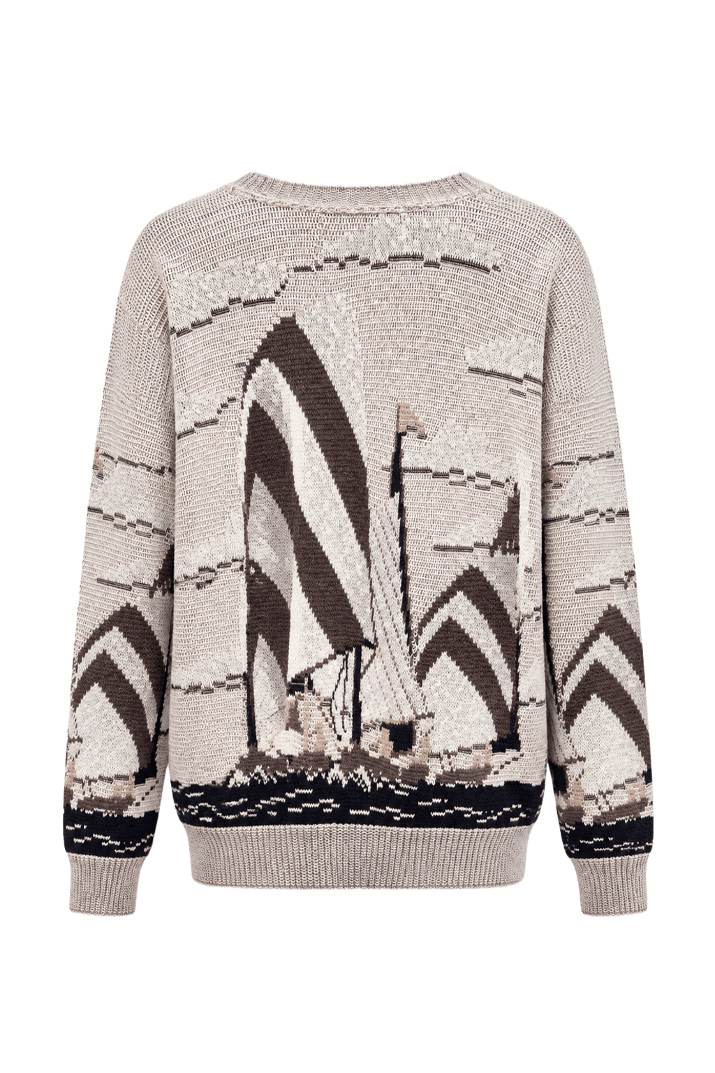 1980s Beige Wool Blend Sweater - Back View