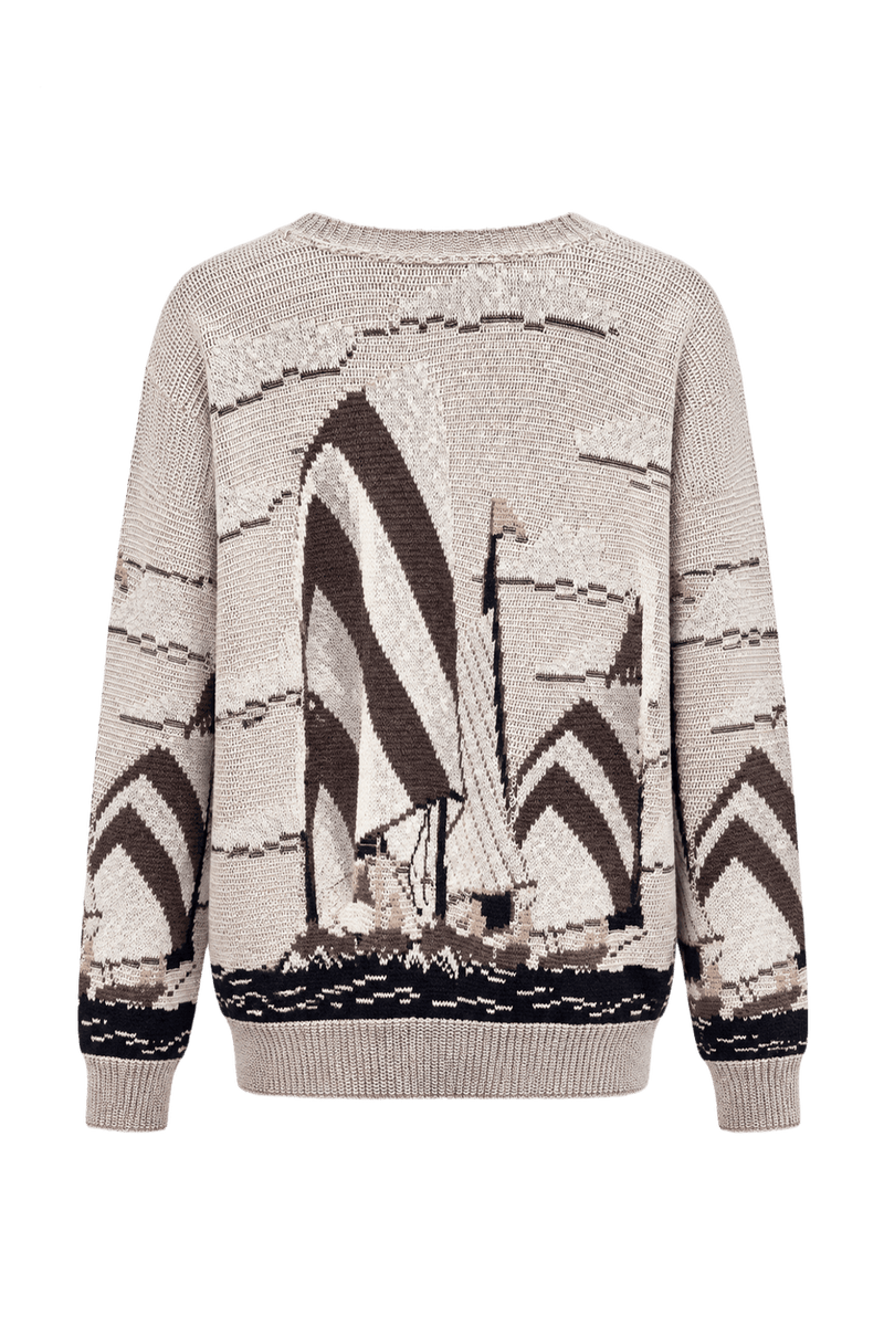 1980s Beige Wool Blend Sweater - Back View