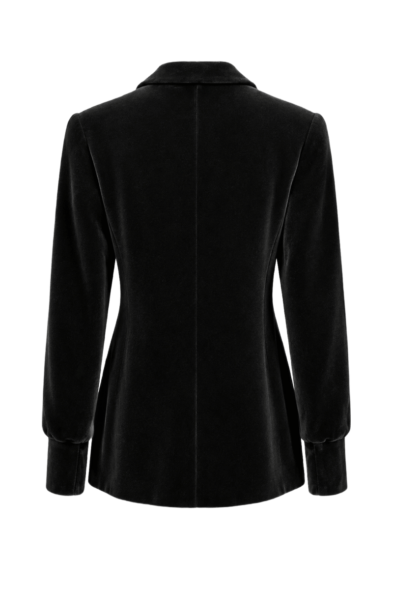 1930s Black Velvet Blazer - Back View