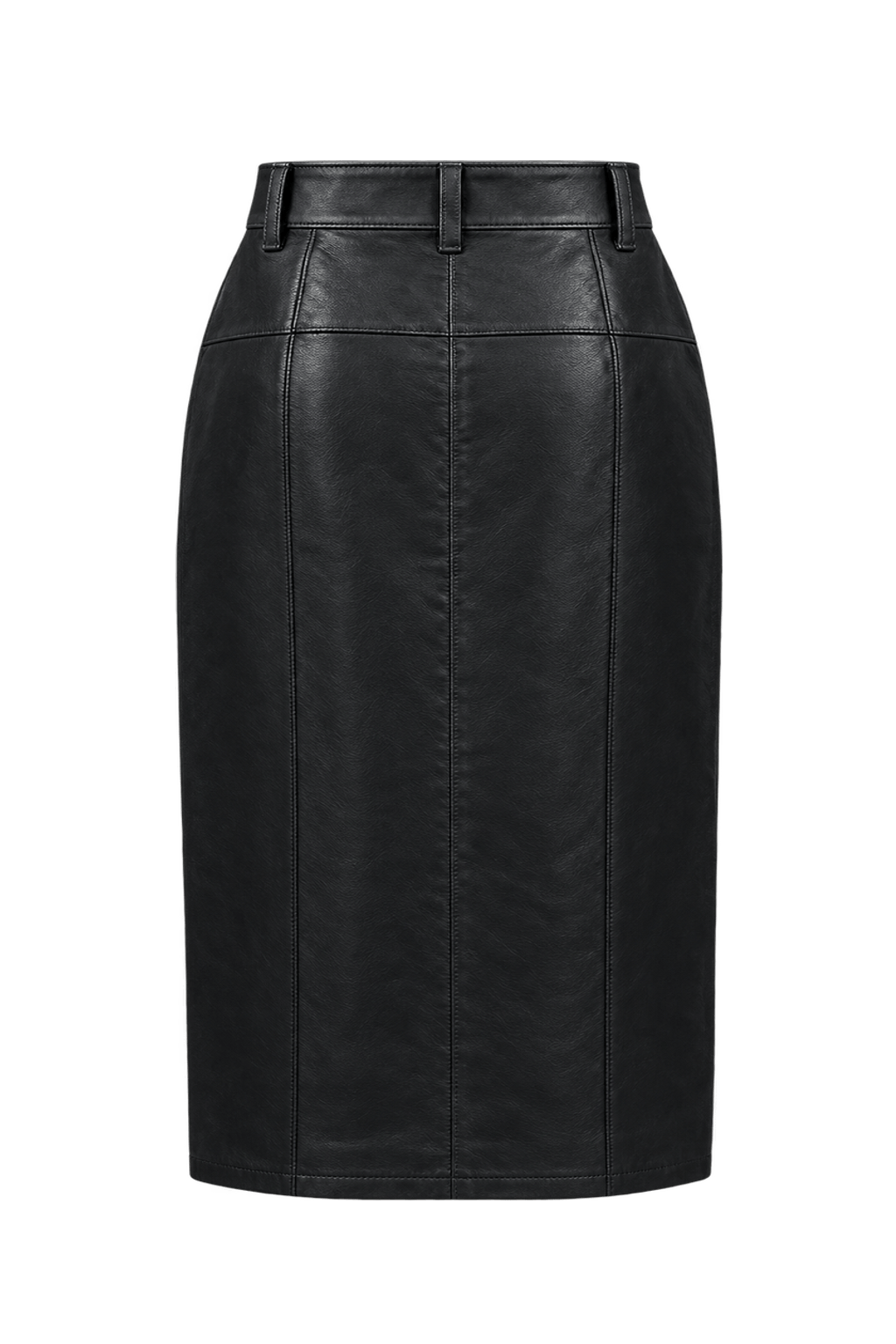 1990s Black Leather Skirt - Back View