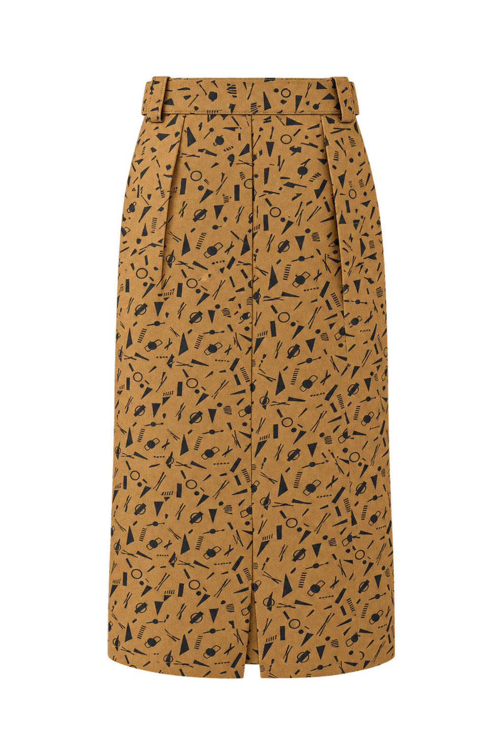 1980s Camel Wool Blend Skirt - Back View