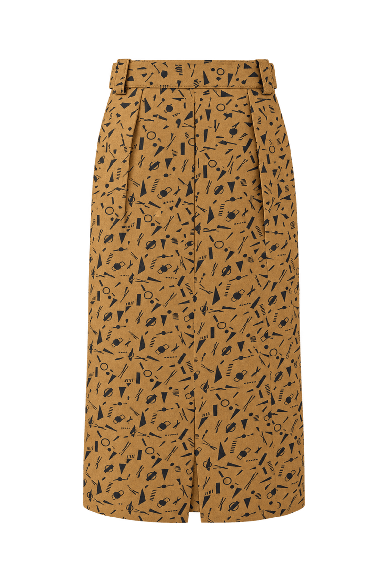 1980s Camel Wool Blend Skirt - Back View