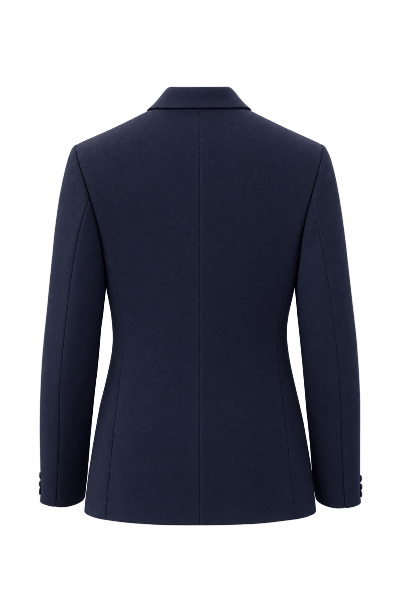 1980s Navy Blue Wool Blend Blazer - Back View