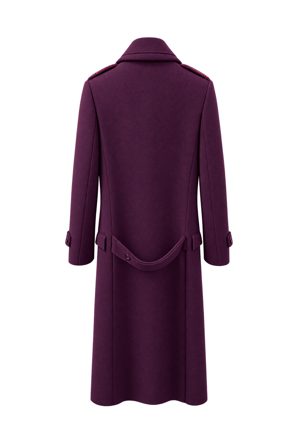 1990s Deep Purple Wool Coat - Back View