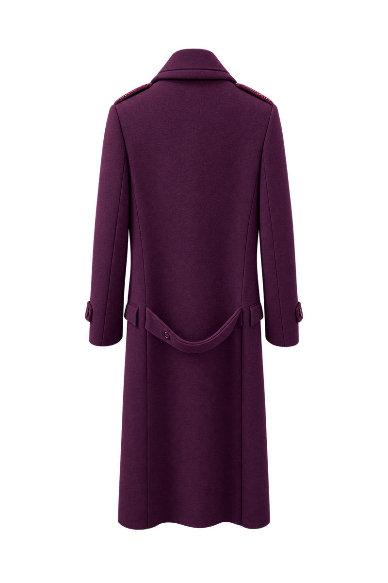 1990s Deep Purple Wool Coat - Back View