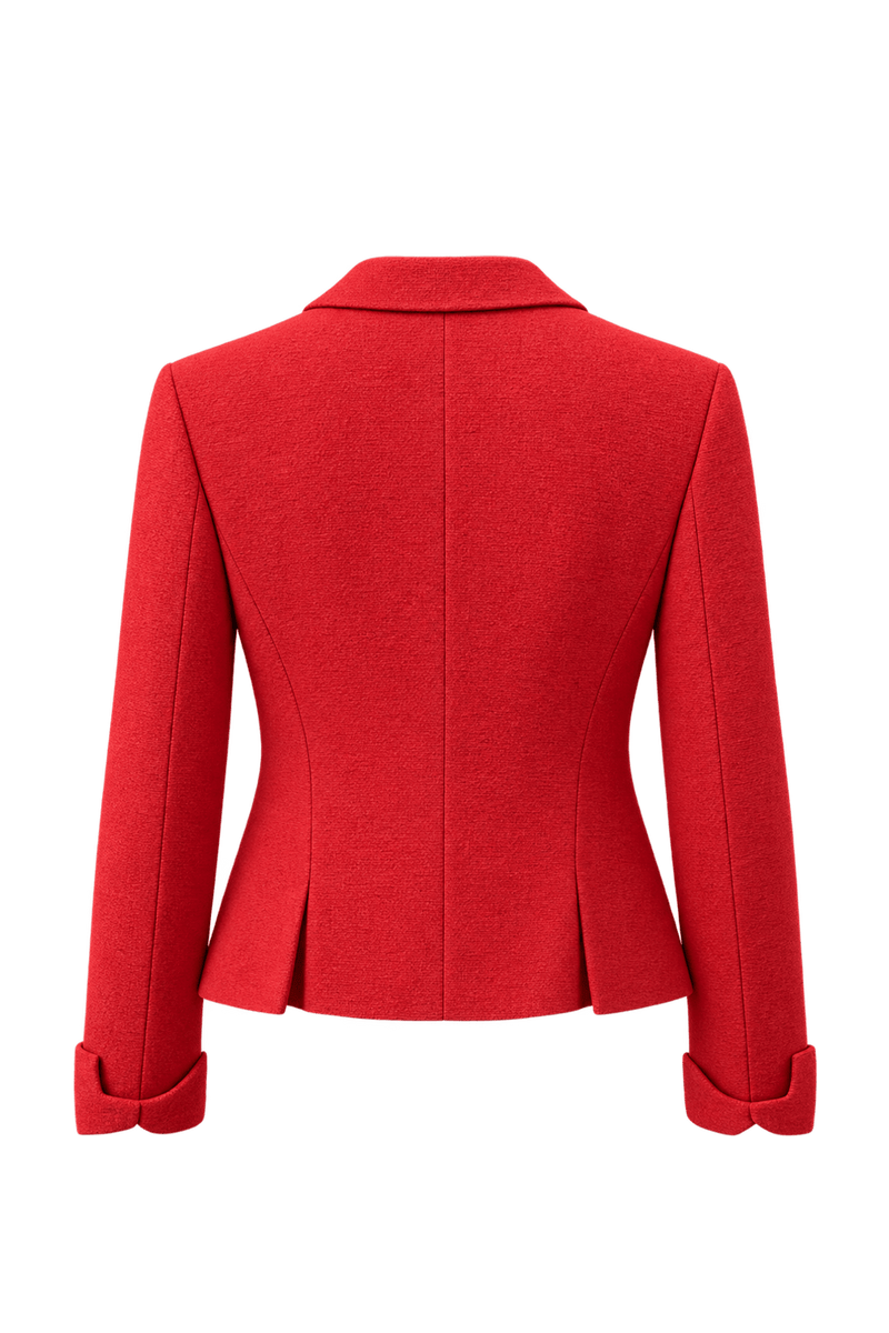 1980s Bright Red Wool Blend Blazer - Back View