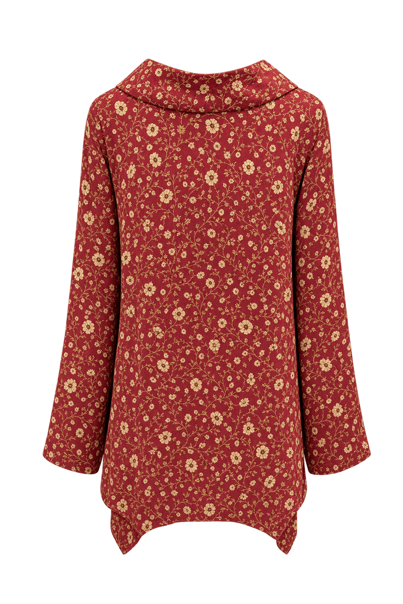 1990s Deep Red Cotton Blouse - Back View