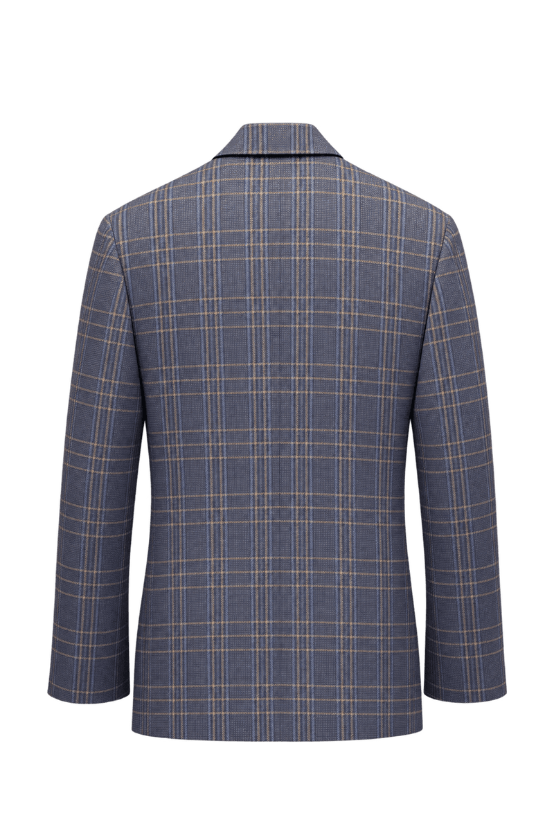 1980s Navy Blue Wool Blend Blazer - Back View