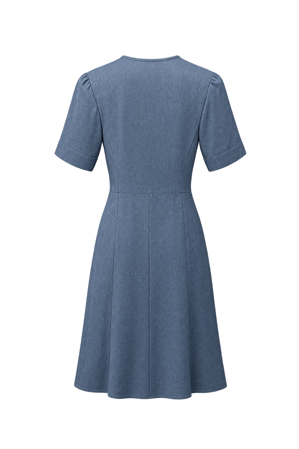 1950s Light Blue Cotton Blend Dress - Back View