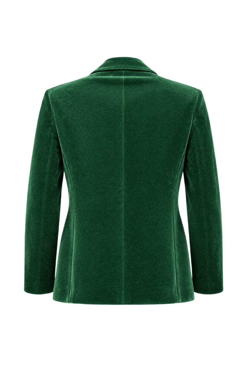 1990s Deep Green Velvet Blazer - Back View