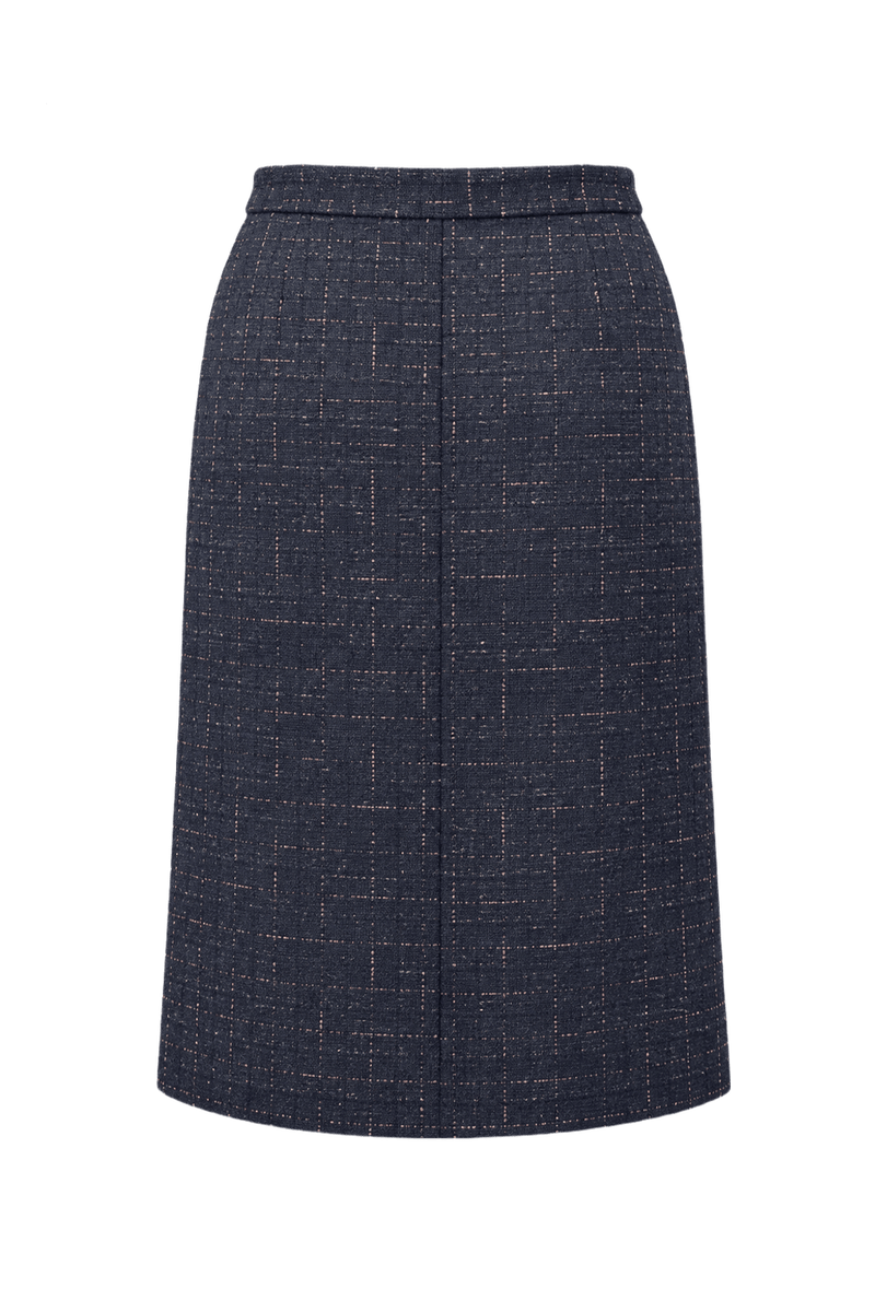 1940s Navy Blue Wool Knee-Length Skirt - Back View
