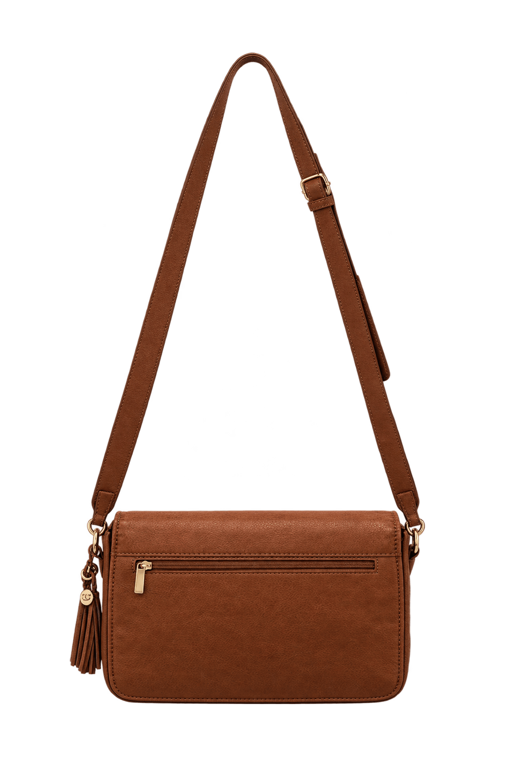 1980s Brown Leather Shoulder Bag - Back View