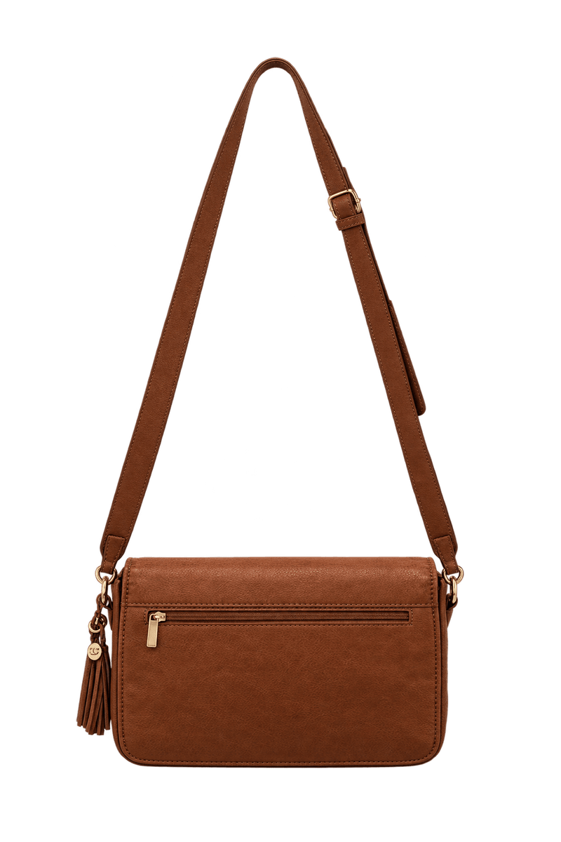 1980s Brown Leather Shoulder Bag - Back View