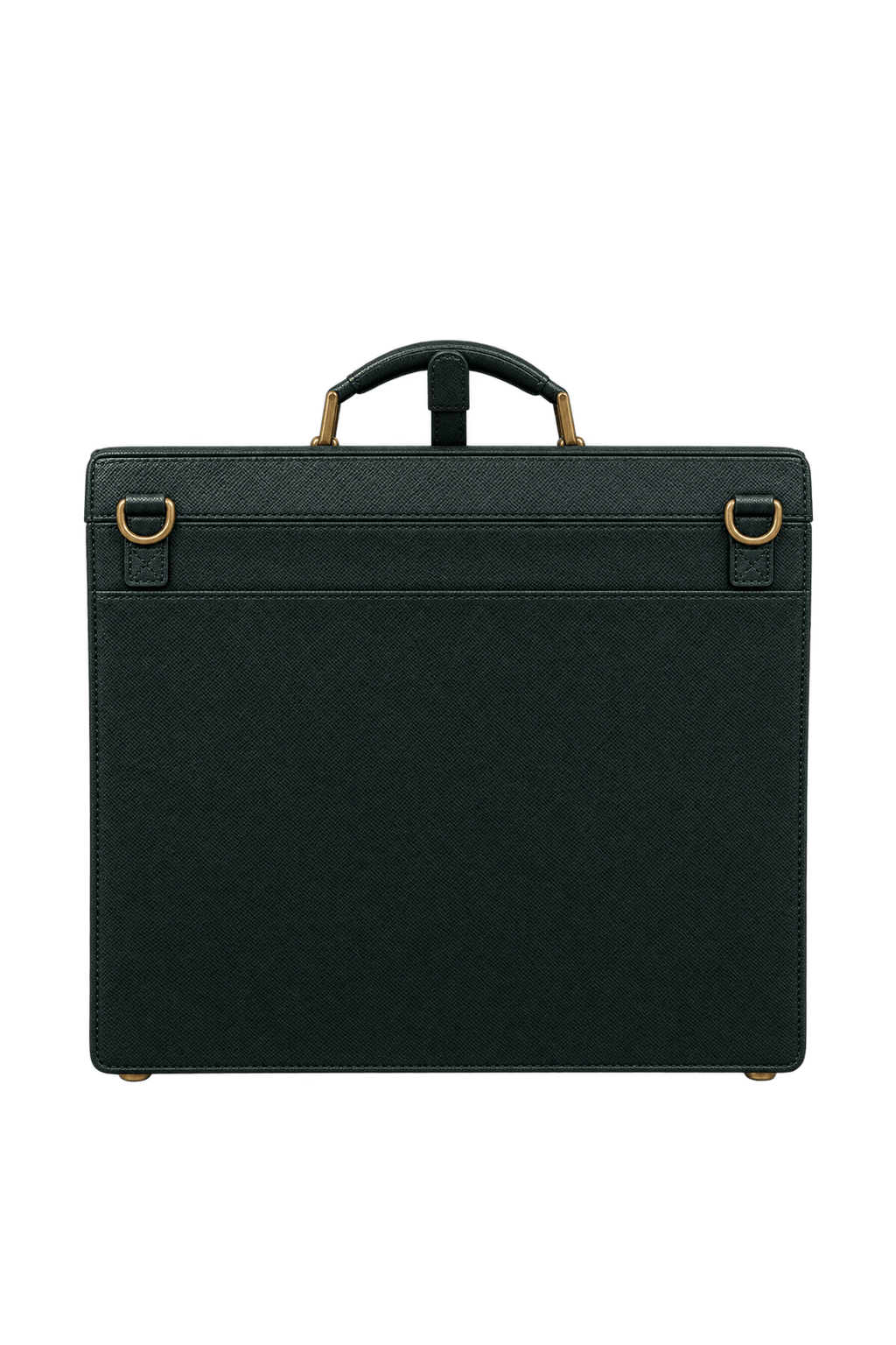 1980s Dark Green Leather Bag - Back View