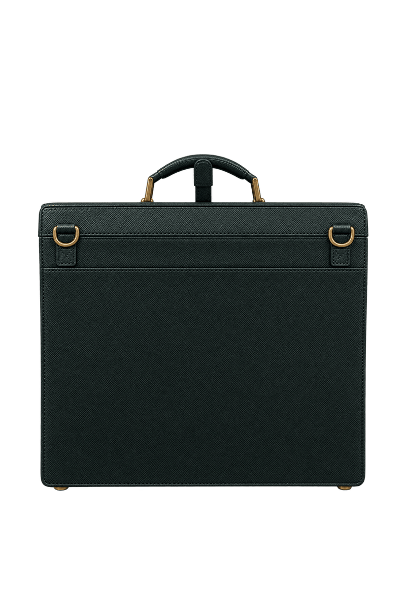 1980s Dark Green Leather Bag - Back View