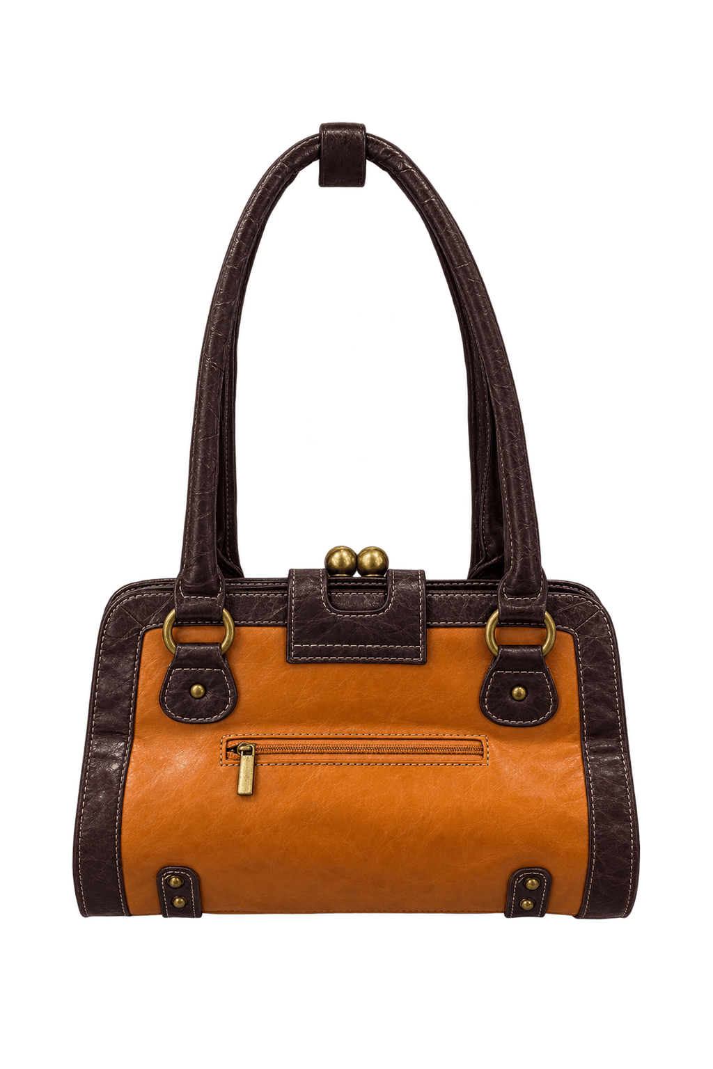 1980s Tan Leather Handbag - Back View