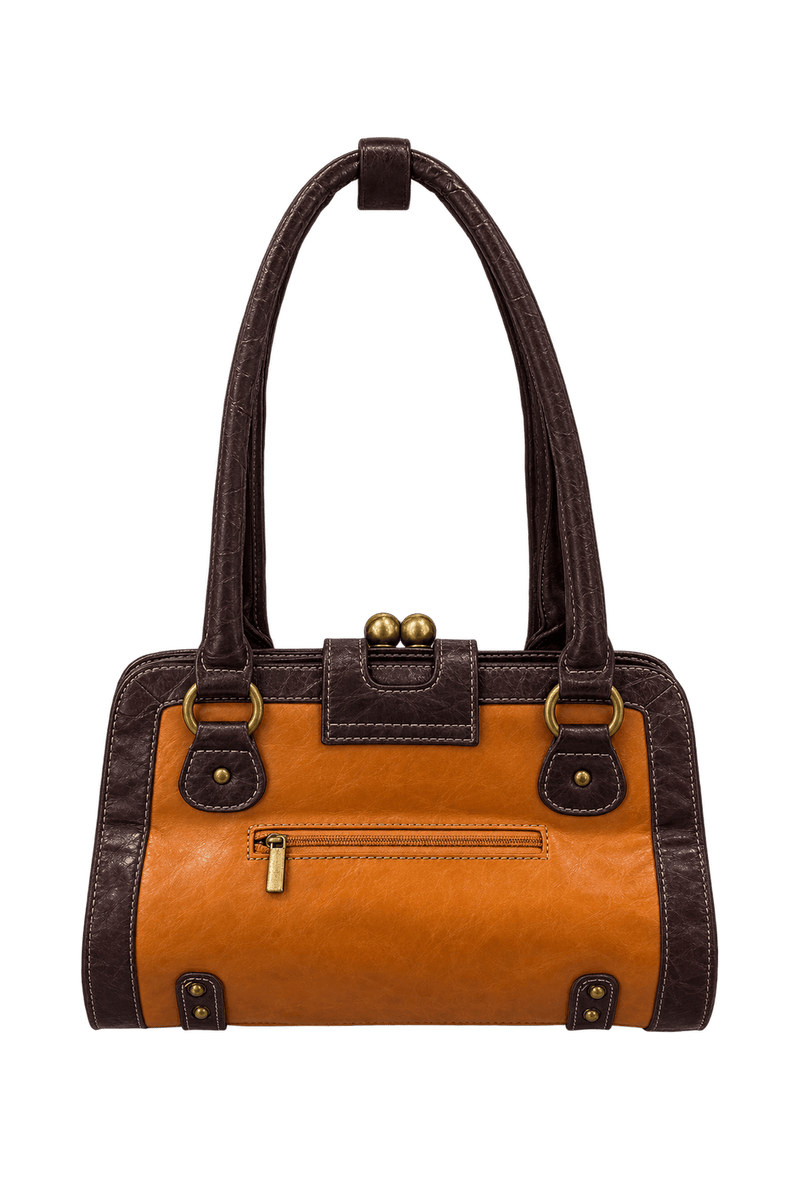 1980s Tan Leather Handbag - Back View