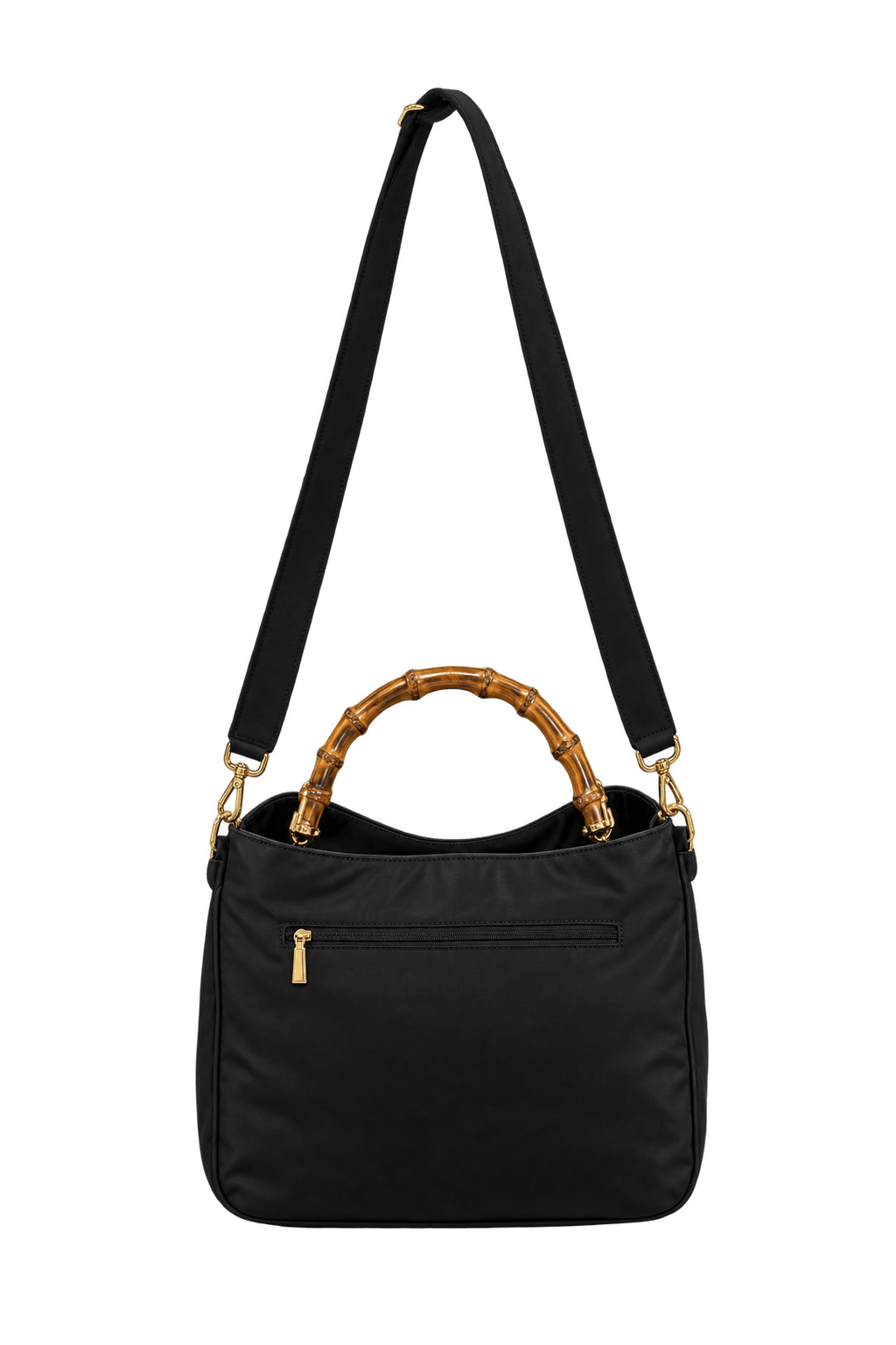 [1980s] Black Leather Bag - Back View