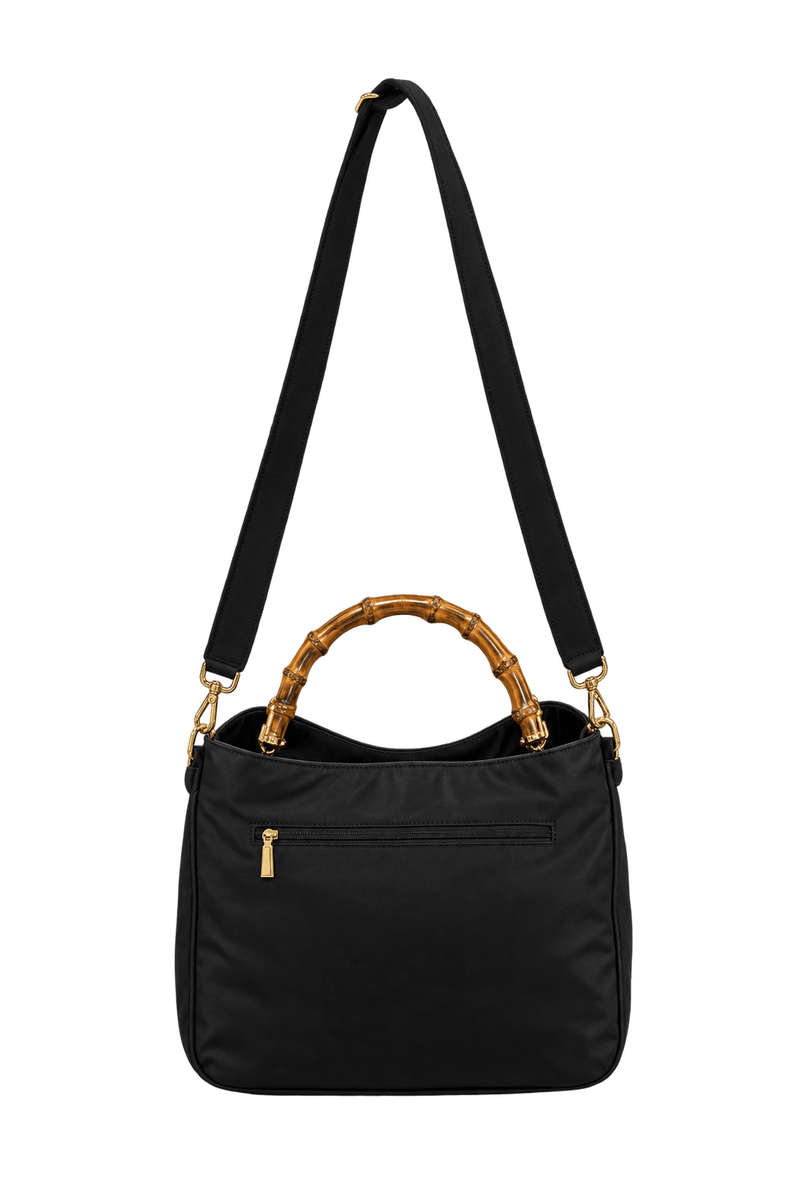 [1980s] Black Leather Bag - Back View