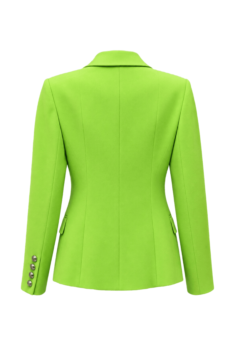 1980s Lime Green Polyester Blazer - Back View