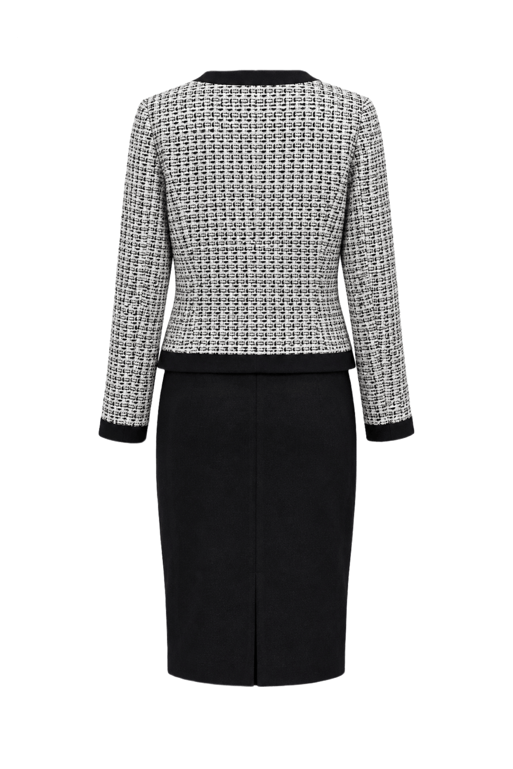 1980s Black and White Tweed Skirt Suit - Back View