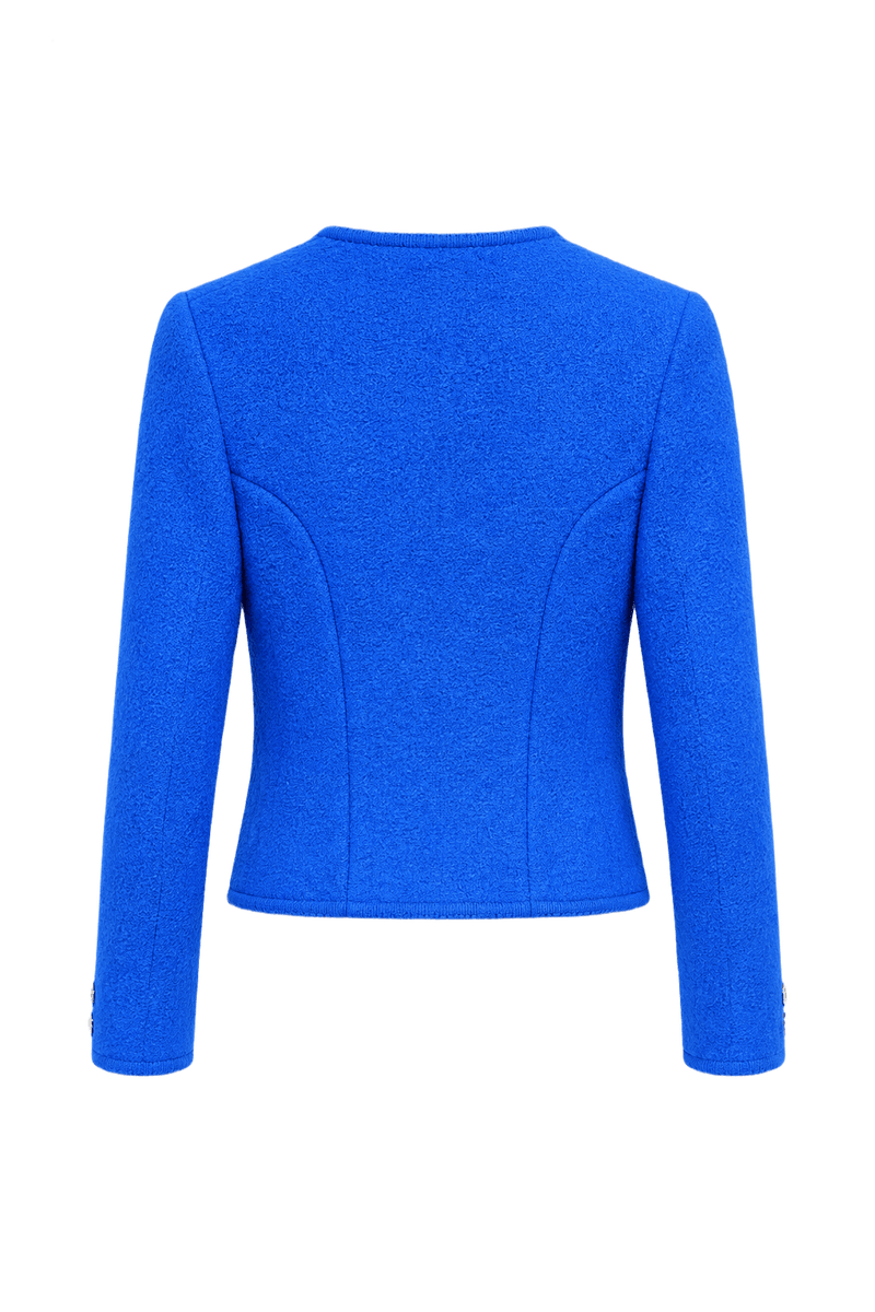 1960s Vibrant Blue Wool Jacket - Back View